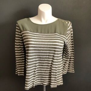 Tommy Hilfiger Olive Green Striped Top XL